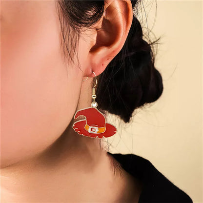 Halloween pumpkin oil drip alloy earrings with geometric design