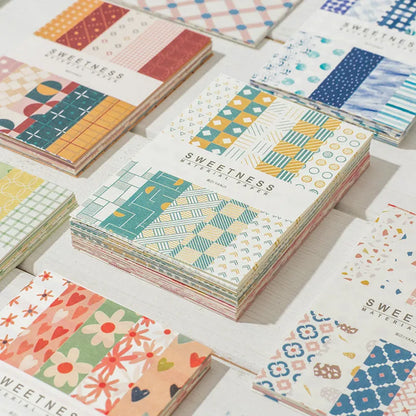 Retro collage note paper set with 50 pieces in dessert colours including Red Plum Cheese and Caramel Puff