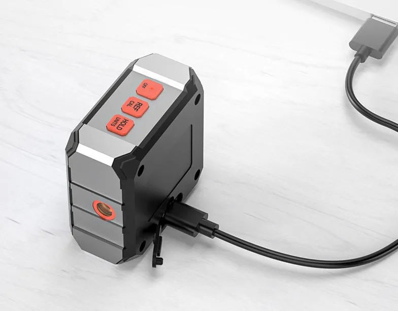 Longyun digital inclinometer with backlight display showing measurement readings on alloy casing