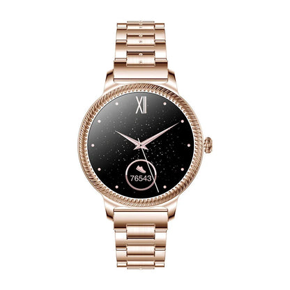 AK38 Ladies Smart Watch with stainless steel wristband and 1.09-inch TFT display