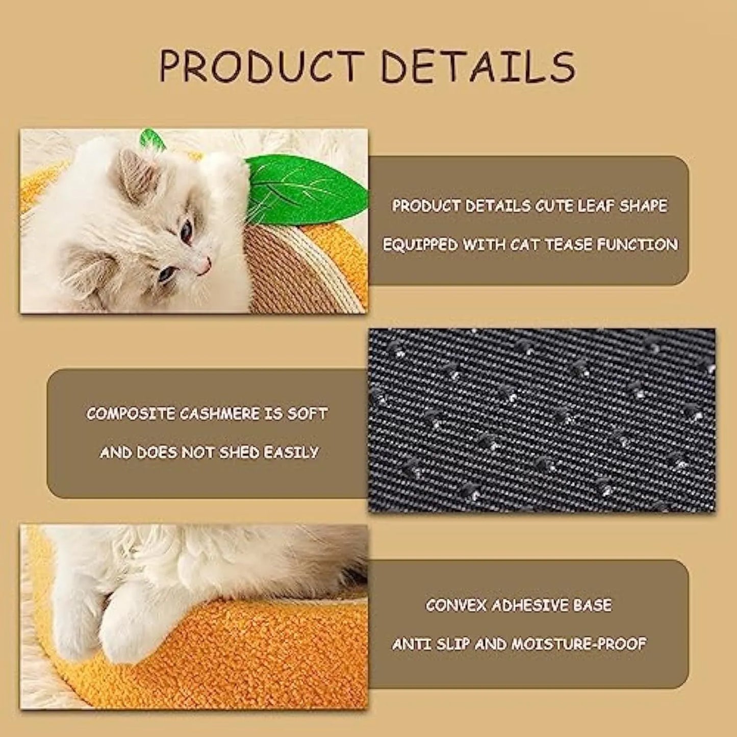 Round yellow cat scratching board with sisal surface measuring 390mm diameter, concave centre for cat sleeping