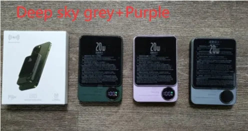 MagSafe magnetic wireless power bank in Cangling Green for iPhone 14, showing aluminium alloy case.