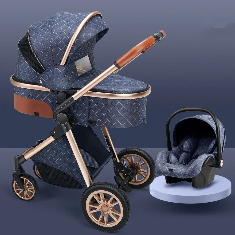 Lightweight folding baby stroller in black tube grey with shock absorbers, 32x60x71cm folded, for 0-3 years newborns