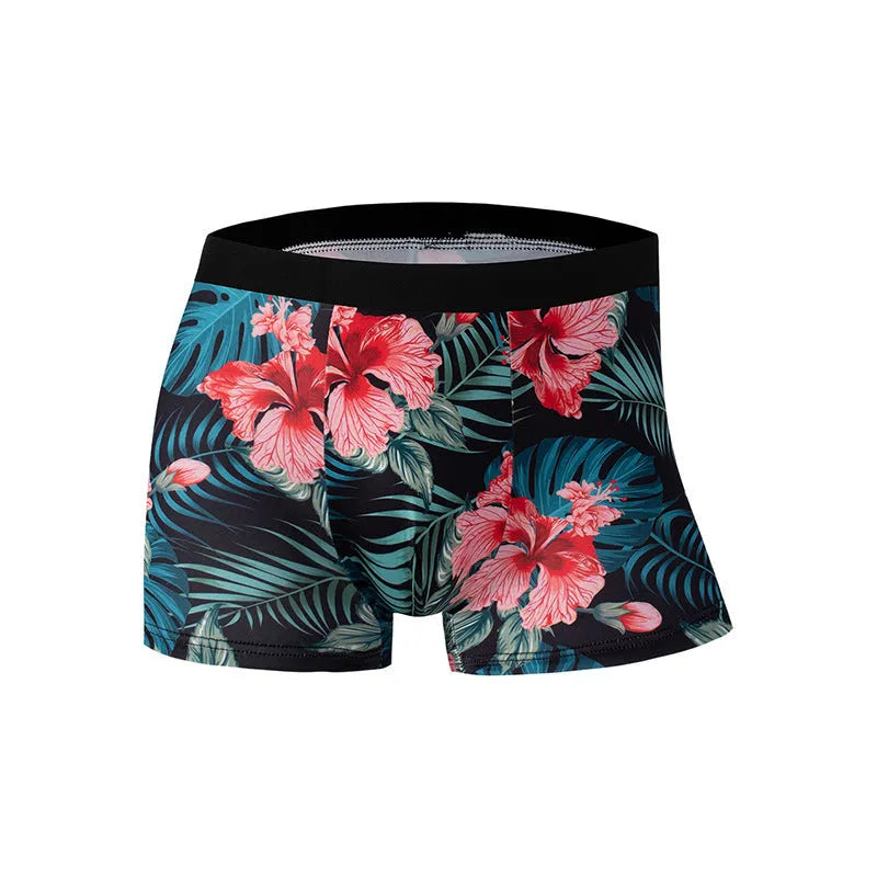 Men's ice silk underwear with fashion printing patterns in breathable polyester fabric