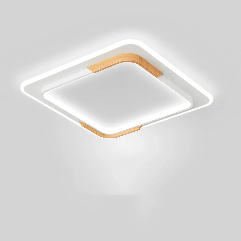Round wooden ceiling LED light with stepless dimming control for bedroom installation