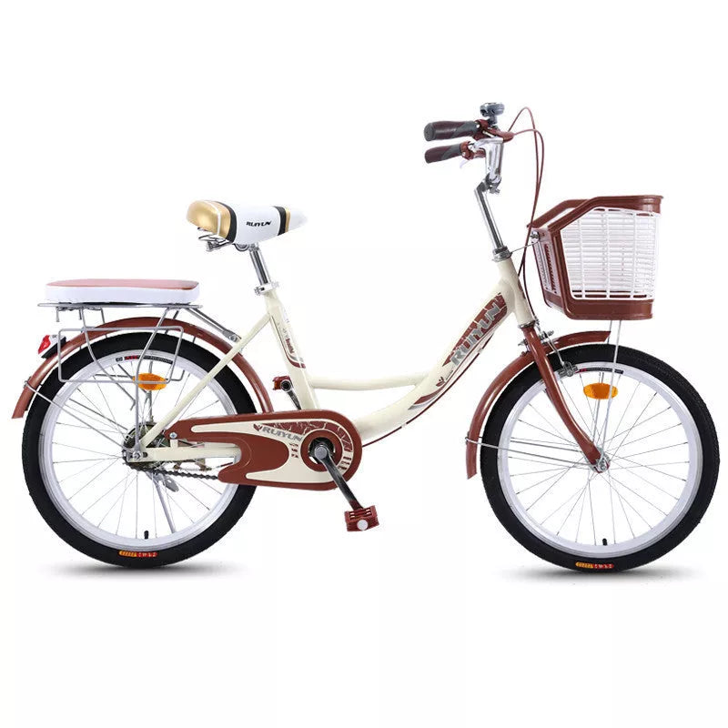 Adult lightweight commuter bicycle with high carbon steel frame in various colors and sizes
