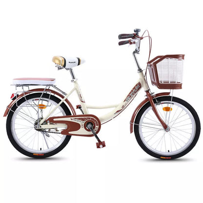 Adult lightweight commuter bicycle with high carbon steel frame in various colors and sizes
