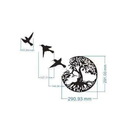 Black modern iron wind chime wall art ornament with hanging strap.