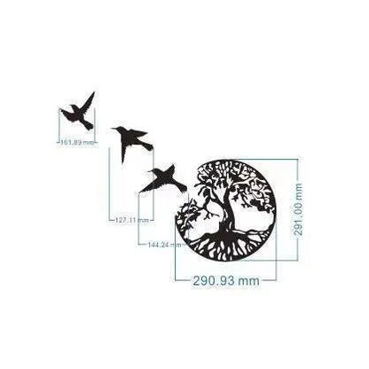 Black modern iron wind chime wall art ornament with hanging strap.
