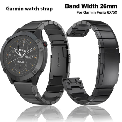 Stainless steel Garmin Fenix watch band in silver colour with straight buckle
