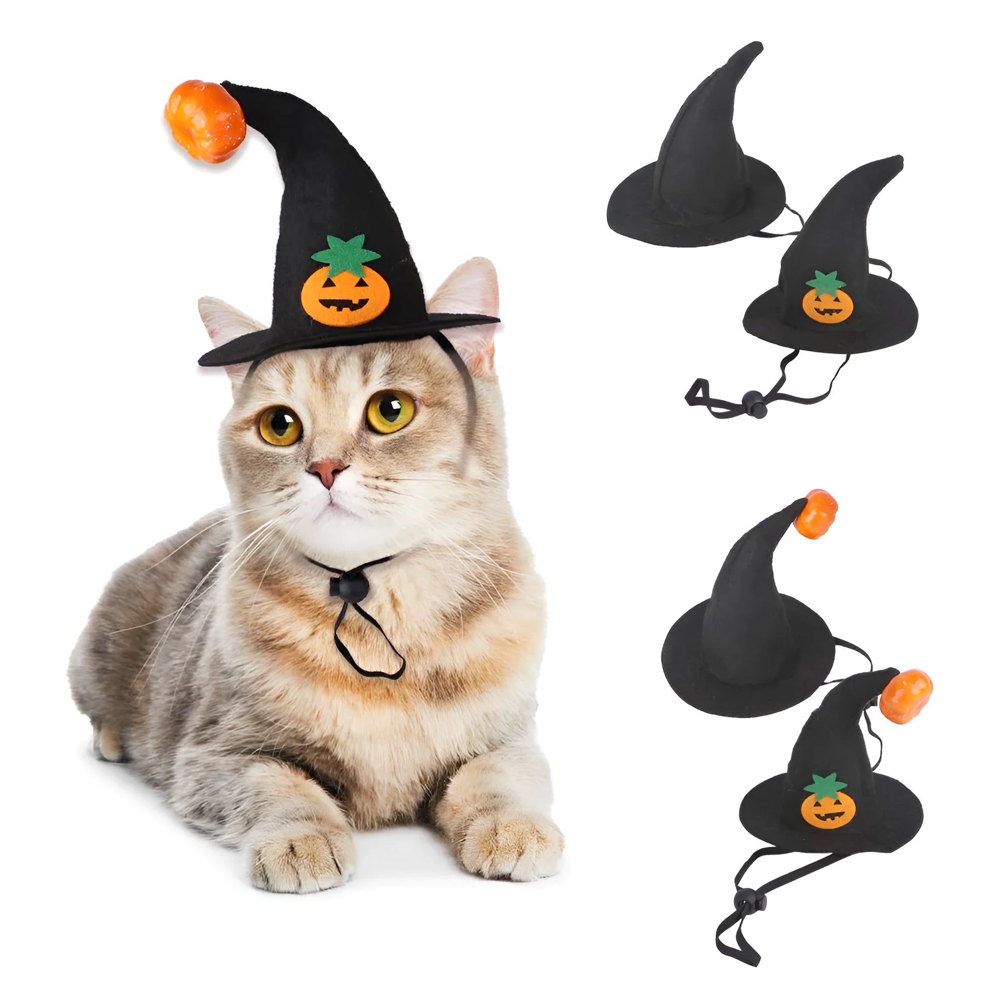 Halloween pumpkin design cloth hat for cats with embossed decorative details