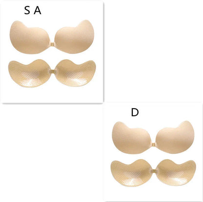 A discreet, backless and strapless silicone bra that provides a natural lift and invisible support under clothing.
