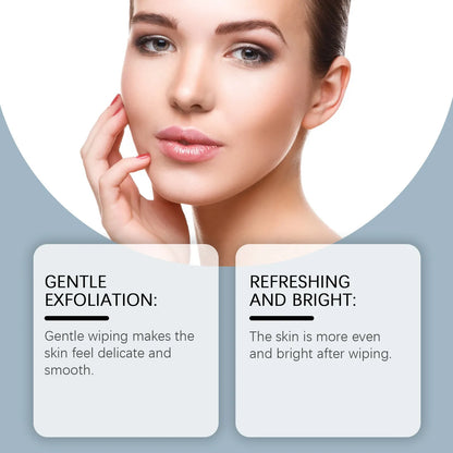 Glycolic acid exfoliating facial pads with vitamins C and E in cotton cloth format