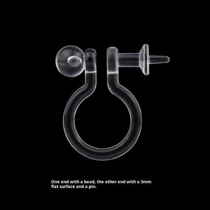 Transparent U-shaped plastic resin ear clip converter for stud earrings, unisex, single piece
