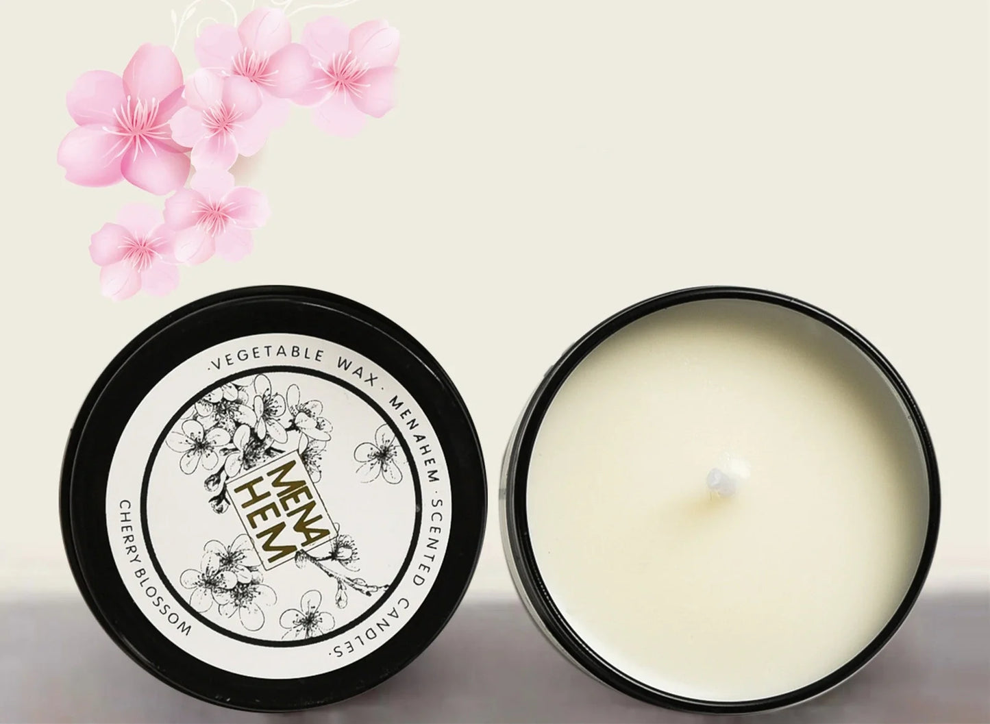 Black tin aromatic candle measuring 6cm diameter by 4cm height with soybean wax and natural wick