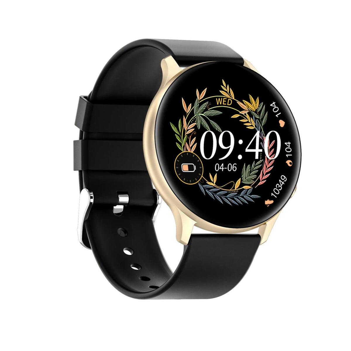 Smart watch with Bluetooth call, 1.32in TFT screen, silicone strap, magnetic charging cable, Black Gold Pink colours