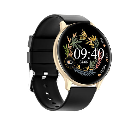 Smart watch with Bluetooth call, 1.32in TFT screen, silicone strap, magnetic charging cable, Black Gold Pink colours