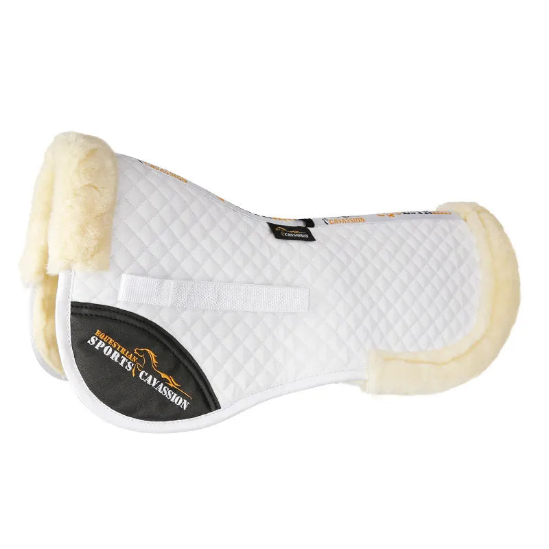 Equestrian riding saddle pad wool shock absorber in black colour with waist protection design