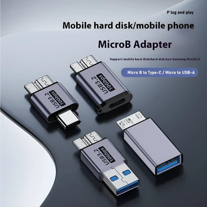 Micro USB to USB-C and USB-A adapter converter for data transfer and charging devices