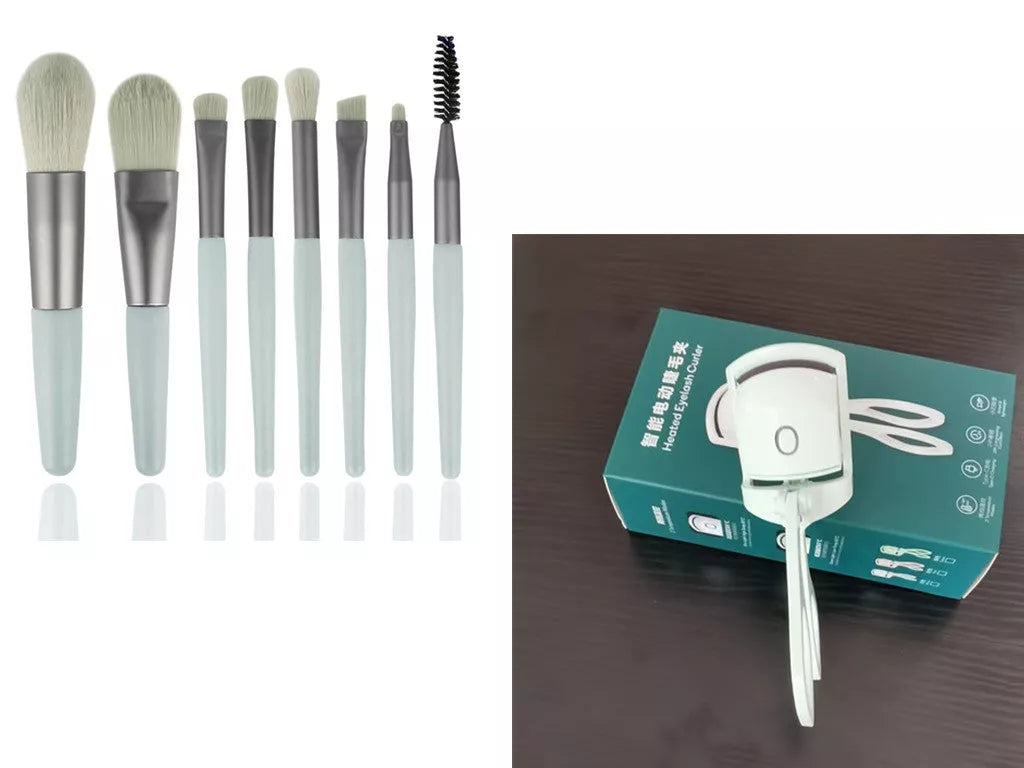 Electric Heating Eyelash Curler in white, pink, and green colors for safe, effective lash curling