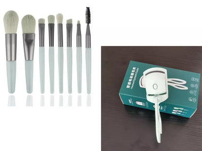 Electric Heating Eyelash Curler in white, pink, and green colors for safe, effective lash curling