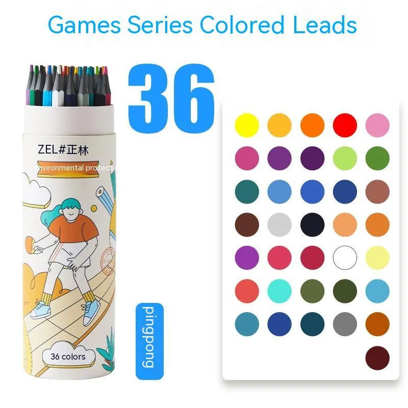 Zhenglin sports colour pencils for children showing paper barrel construction with multiple colour leads