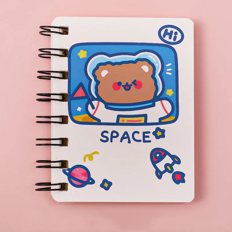 Astronaut Flipped Portable Pocket Notebook showing 10.5cm x 8cm dimensions with space character cover design