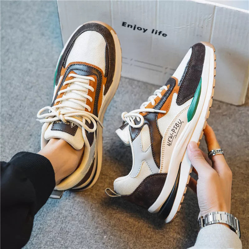 Men's Fleece Sports Casual Cotton Shoes in apricot, green, and beige