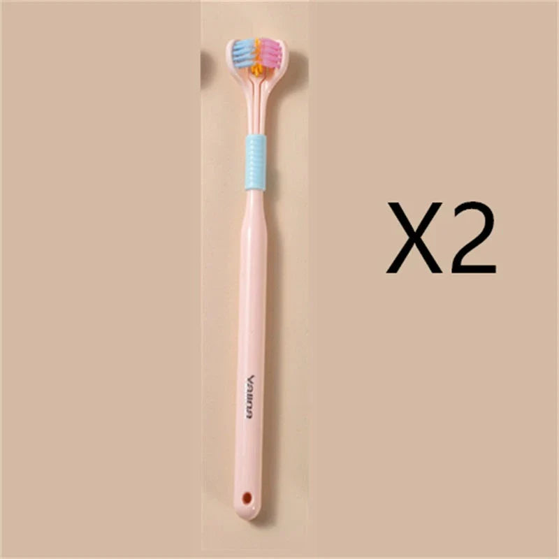 Soft Bristle Tri-Angle Toothbrush with customizable features for deep cleaning and travel convenience
