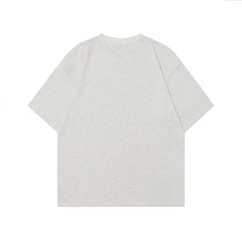 Men's plain short-sleeved T-shirt in pure cotton loose fit pullover style, available in black or melange grey for adult male daily wear in sizes medium, large, and extra large