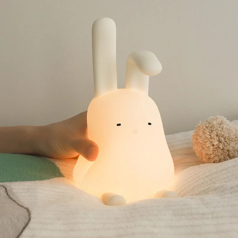 Cute Rabbit Mood Light with dimmable LED and USB charging for kids' rooms