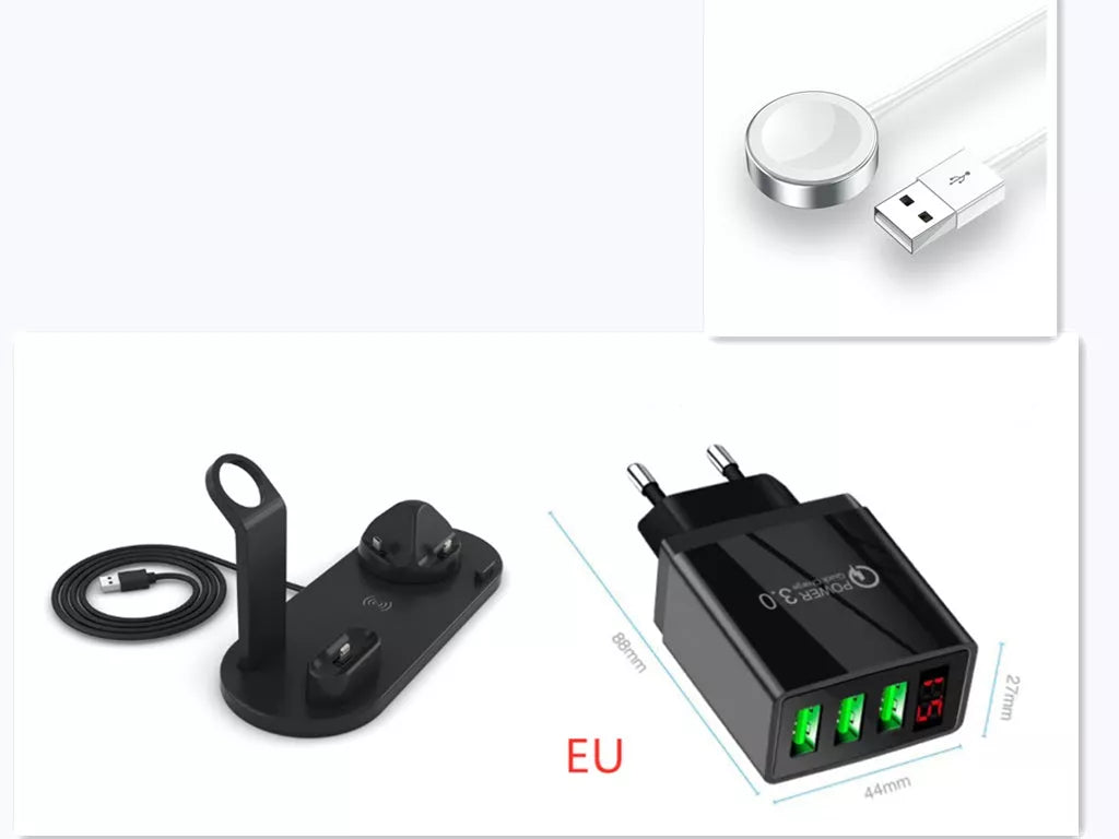 360-degree rotatable wireless charger stand with fast 10W charging for iPhone and Samsung devices