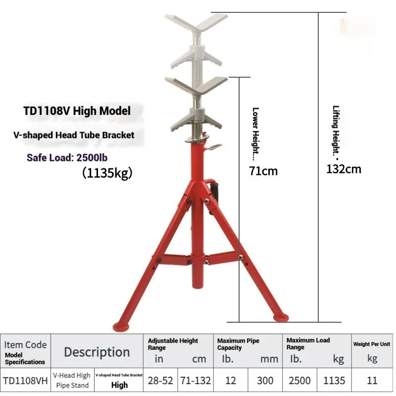 Metal V-head pipe support bracket for steel pipes, shown with ball joint options.