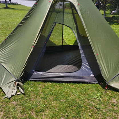 400PRO Winter Snow Skirt Camping Tent in army green, brown, and grey curtain yarn options