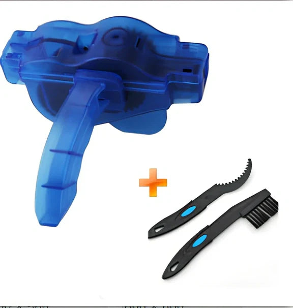 Bicycle cleaning tool set with chain washer, large brush and small brush in plastic construction