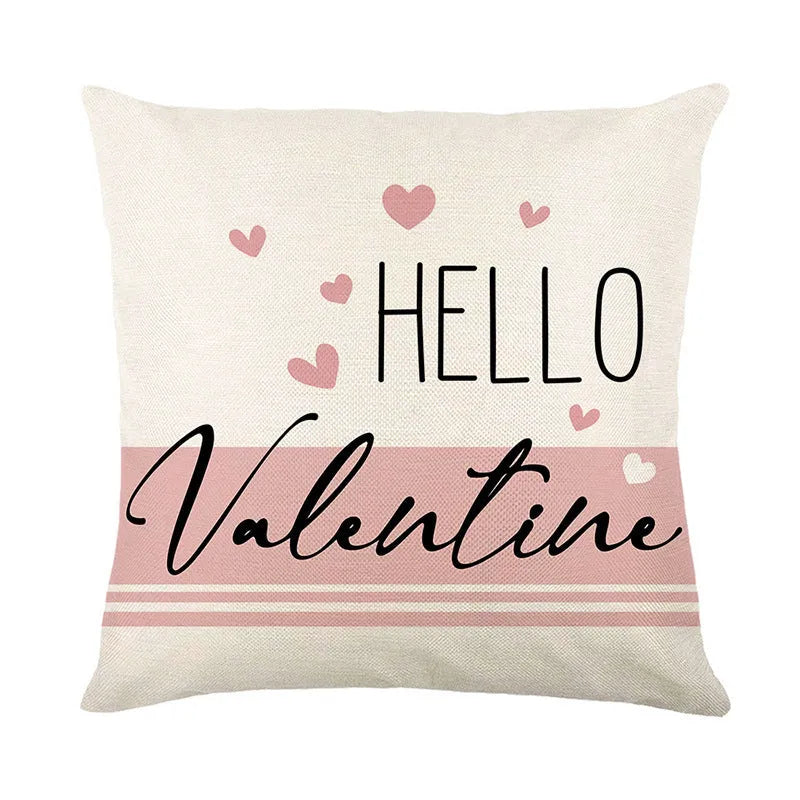 Plaid heart printed pillow cover measuring 45x45cm with four colour options for Valentine's Day home decor