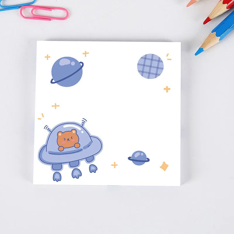 Bear sticky notes 8 x 8cm, 50-sheet cartoon memo pad with eight cover styles