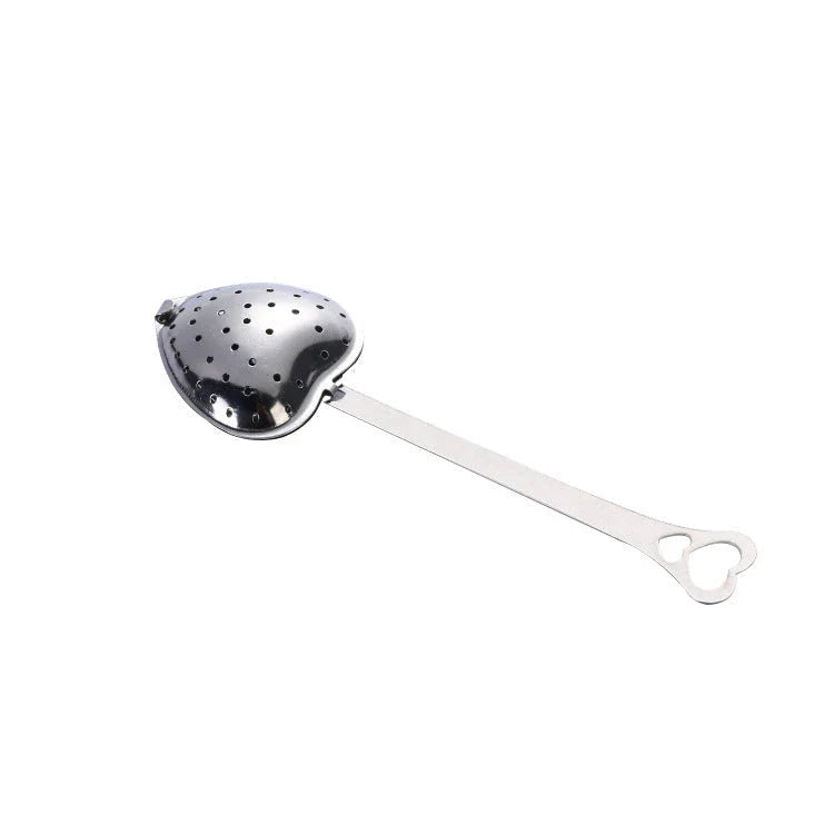 Premium stainless steel tea infuser with heart-shaped design, suitable for brewing loose-leaf teas, herbs, and spices