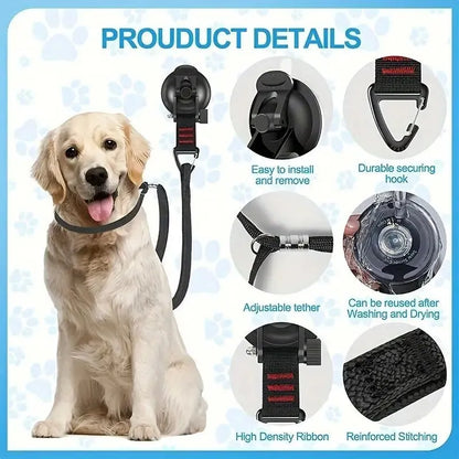 Pet bathing restraint device with suction cup handcuffs and traction rope in black or blue colour