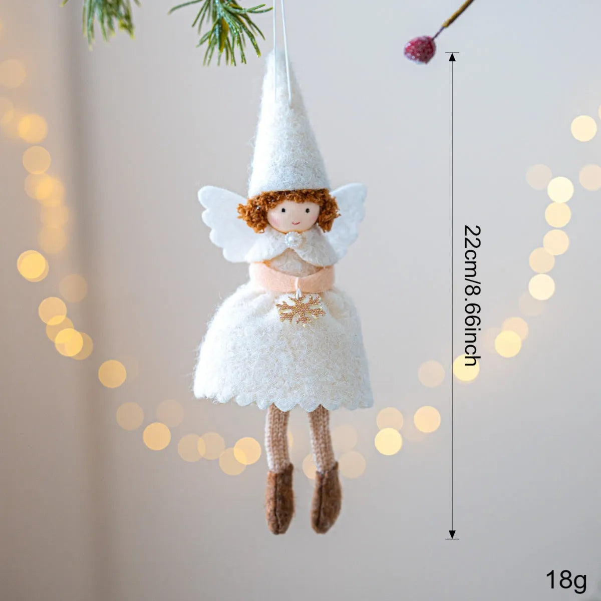 Modern Christmas angel skirt felt pendant decoration in white or pink with cloth material
