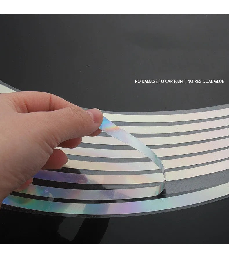 Waterproof laser reflective wheel stickers for cars and motorcycles in four size options