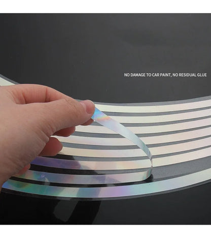 Waterproof laser reflective wheel stickers for cars and motorcycles in four size options