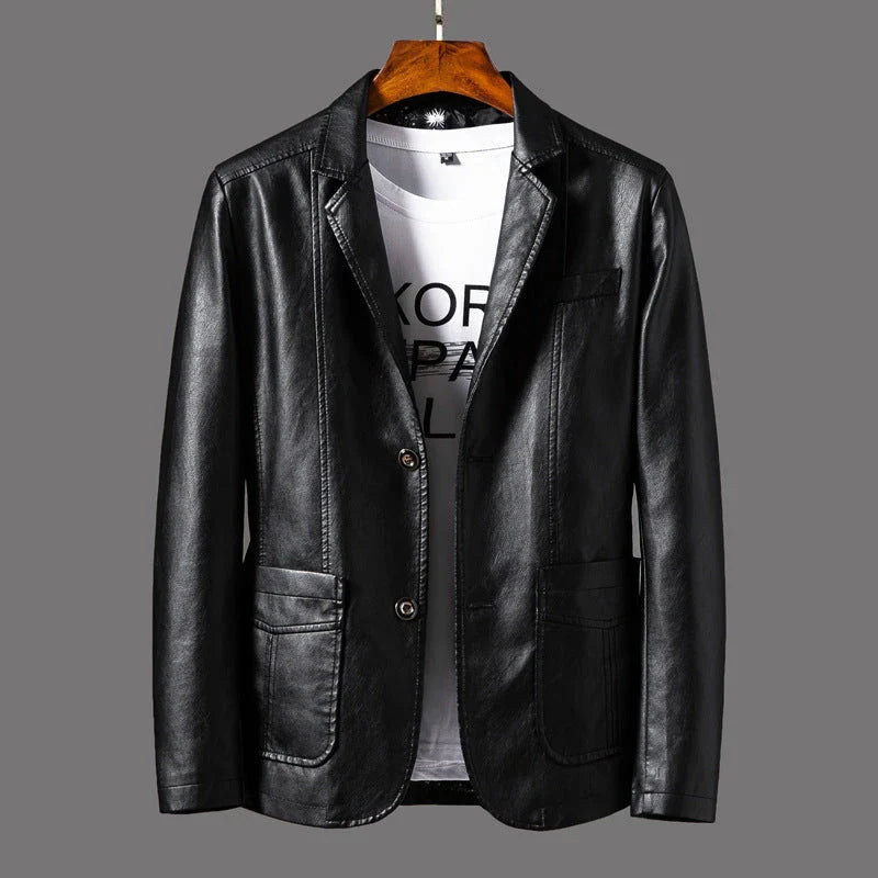 Stylish leather jacket with unique studded lapels and quilted sleeves, available in a variety of colors and sizes