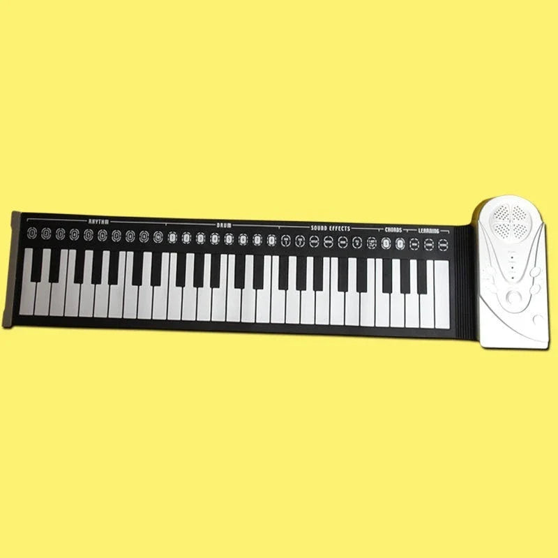 Portable 88-key digital piano with flexible, roll-up design for easy transportation and storage