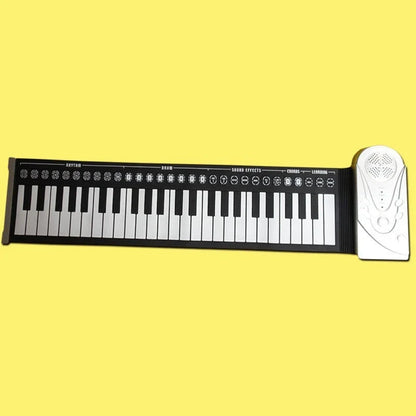Portable 88-key digital piano with flexible, roll-up design for easy transportation and storage