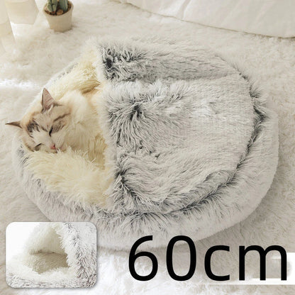 Cozy pet bed with plush and warm fabric for cats and dogs