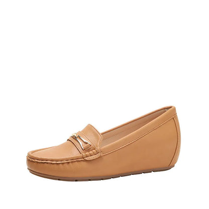 Men's black casual slip-on loafers with a raised heel for height increase