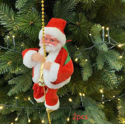 Electric Santa Claus climbing ladder decoration measuring 20cm tall with continuous motion mechanism