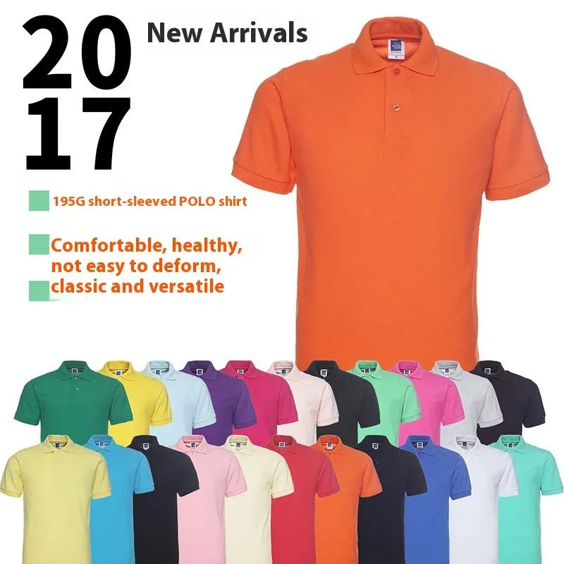 Solid colour short sleeve polo shirt in cotton blend fabric, plus size loose fit for summer wear