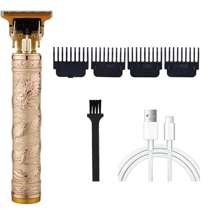 Carved electric hair clipper with retro oil head design in professional white colour with copper core motor